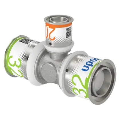 Uponor Persverloop-T messing 32/3x20/2.25x32/3mm FFF (drink)water Uponor S-Press PLUS 1070581