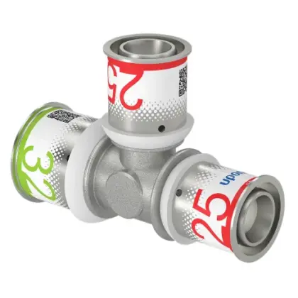 Uponor Persverloop-T messing 32/3x25/2.5x25/2.5mm FFF (drink)water Uponor S-Press PLUS 1070582