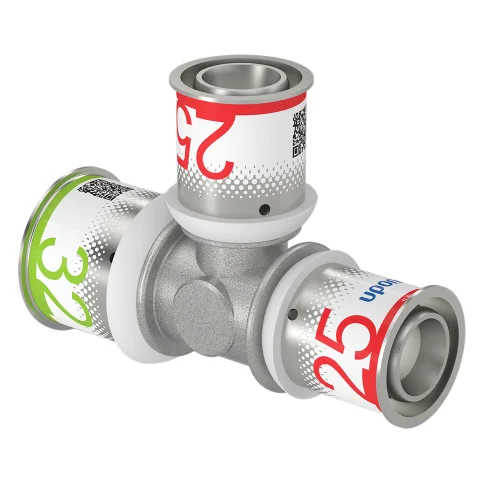 Uponor Persverloop-T messing 32/3x25/2.5x25/2.5mm FFF (drink)water Uponor S-Press PLUS 1070582