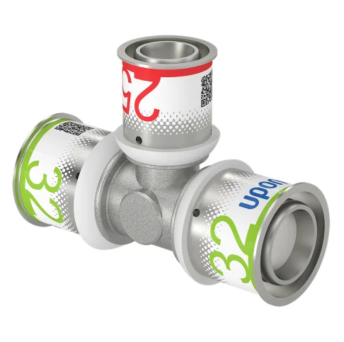 Uponor Persverloop-T messing 32/3x25/2.5x32/3mm FFF (drink)water Uponor S-Press PLUS 1070583