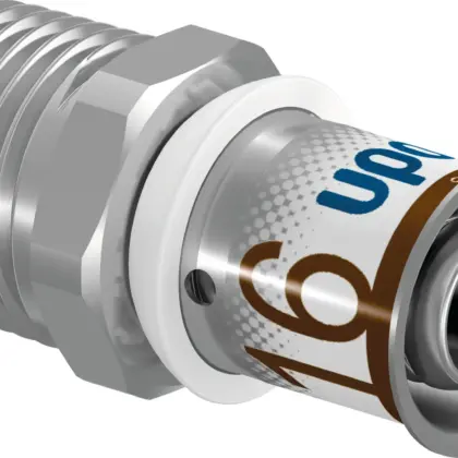 Uponor Persovergangsstuk messing 25/2.5mm x 3/4" M (drink)water Uponor S-Press PLUS 1070501