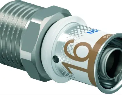 Uponor Persovergangsstuk messing 16/2mm x 15mm M (drink)water Uponor S-Press PLUS 1070511