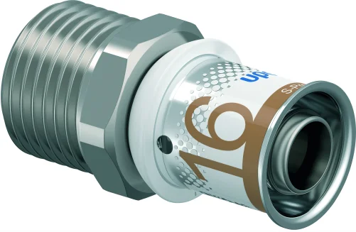 Uponor Persovergangsstuk messing 16/2mm x 15mm M (drink)water Uponor S-Press PLUS 1070511