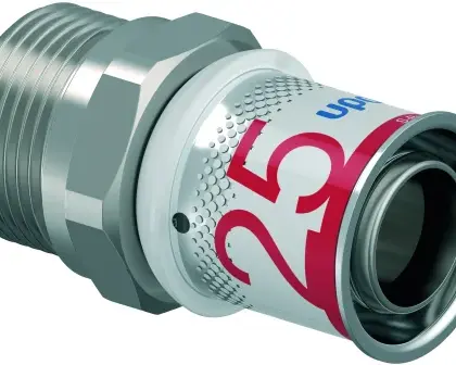 Uponor Persovergangsstuk messing 25/2.5mm x 22mm M (drink)water Uponor S-Press PLUS 1070513