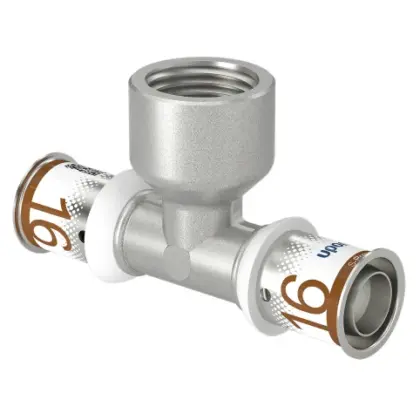 Uponor Persovergangs-T-stuk messing 16/2 x 1/2" x 16/2 F (drink)water Uponor S-Press PLUS 1070595