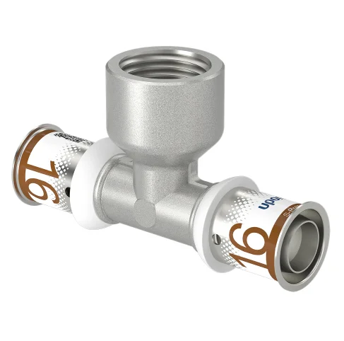 Uponor Persovergangs-T-stuk messing 16/2 x 1/2" x 16/2 F (drink)water Uponor S-Press PLUS 1070595
