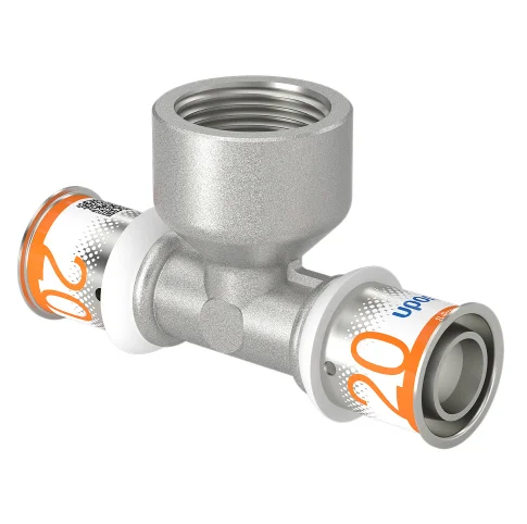 Uponor Persovergangs-T-stuk messing 20/2.25 x 3/4" x 20/2.25 F (drink)water Uponor S-Press PLUS 1070597