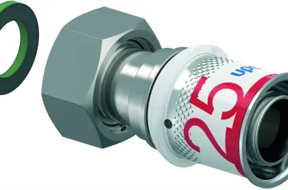 Uponor Persaansluitkoppeling messing 25/2.5mm x 3/4" FF (drink)water Uponor S-Press PLUS 1070606