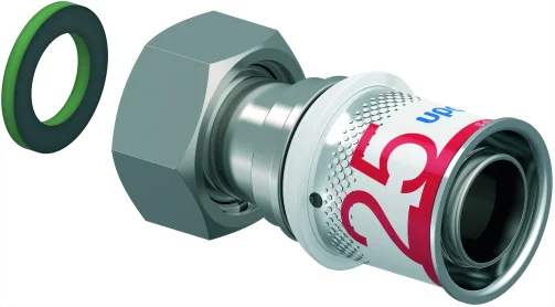 Uponor Persaansluitkoppeling messing 25/2.5mm x 3/4" FF (drink)water Uponor S-Press PLUS 1070606