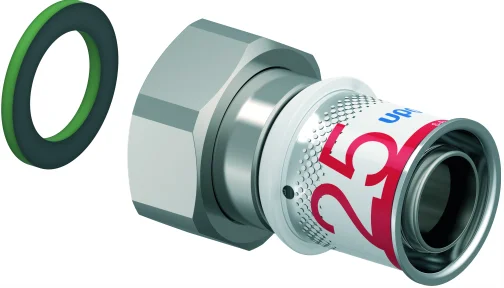 Uponor Persaansluitkoppeling messing 25/2.5mm x 1" FF (drink)water Uponor S-Press PLUS 1070607