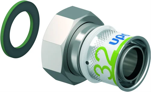 Uponor Persaansluitkoppeling messing 32/3mm x 5/4" FF (drink)water Uponor S-Press PLUS 1070610