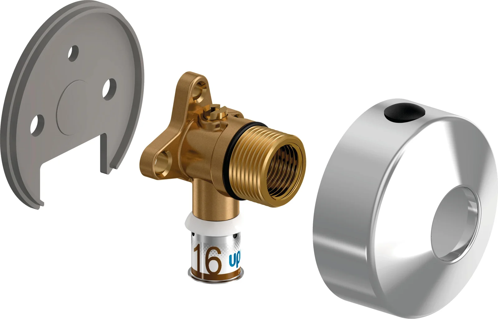 Uponor S-Press PLUS Smart Aqua muurplaat opb. 16-Rp3/4FT uponor 1070643