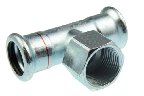 VSH Xpress staal verzinkt verloop T-stuk met binnendraad FFF 28 x 1/2 F x 28 mm 6202845