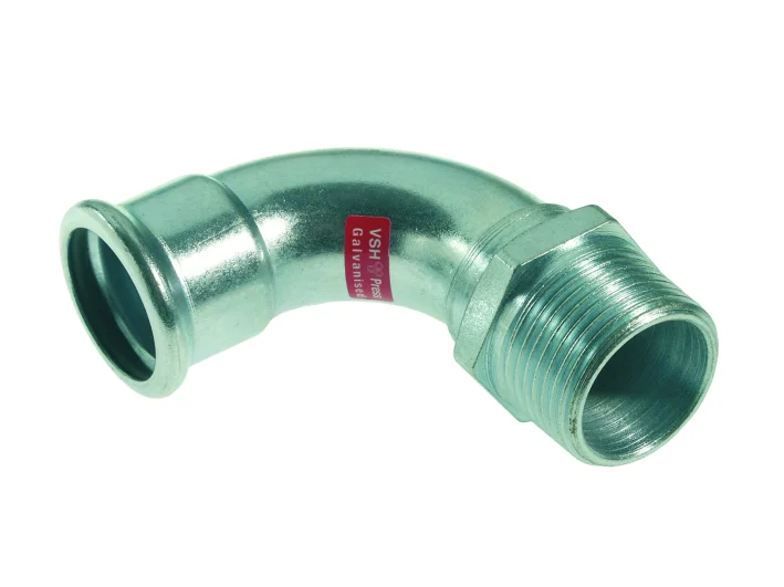 VSH Persovergangsbocht staal 28mm x 1" M 90° verwarming VSH XPress Staalverzinkt C1430 6202020