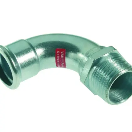 VSH Persovergangsbocht staal 42mm x 6/4" M 90° verwarming VSH XPress Staalverzinkt C1430 6202042