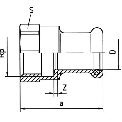 VSH Persovergangsstuk brons 35mm x 5/4" F gas VSH XPress Koper Gas G6270G 4803634