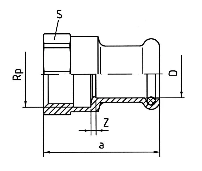 VSH Persovergangsstuk brons 35mm x 5/4" F gas VSH XPress Koper Gas G6270G 4803634