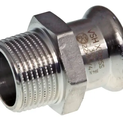 VSH Persovergangsstuk inox 18mm x 1/2" M verwarming VSH XPress RVS 304 123460480
