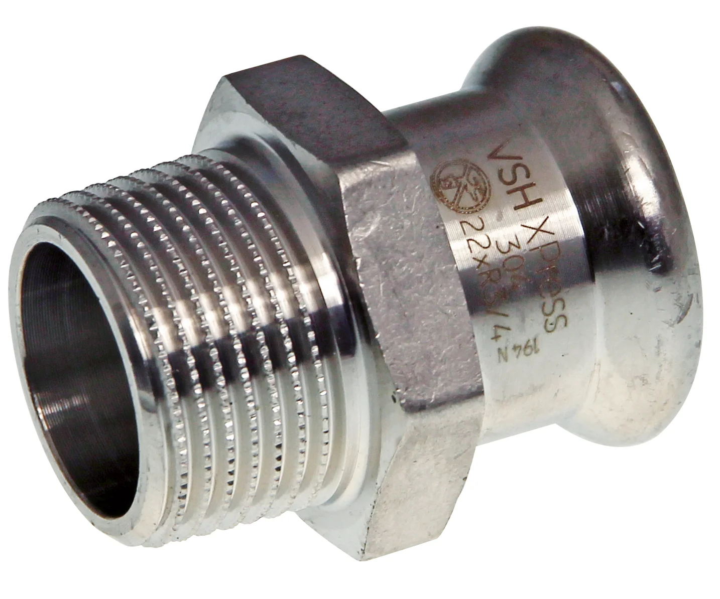 VSH Persovergangsstuk inox 22mm x 1/2" M verwarming VSH XPress RVS 304 123460483