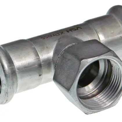 VSH Persovergangs-T-stuk inox 22 x 1/2" x 22F verwarming VSH XPress RVS 304 123460601
