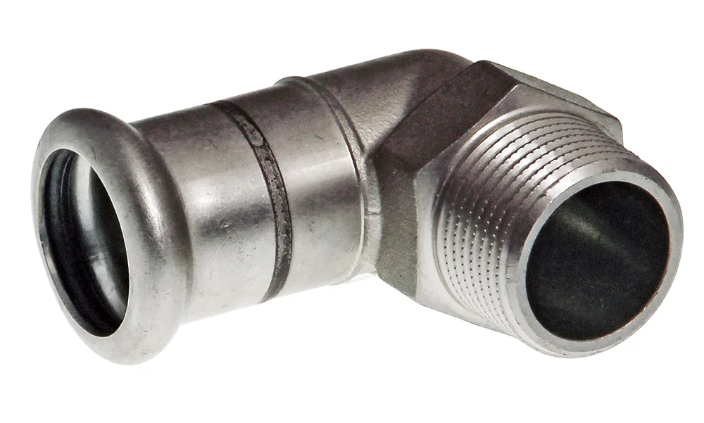 VSH Persovergangsknie inox 22mm x 3/4" M 90° verwarming VSH XPress RVS 304 123460623