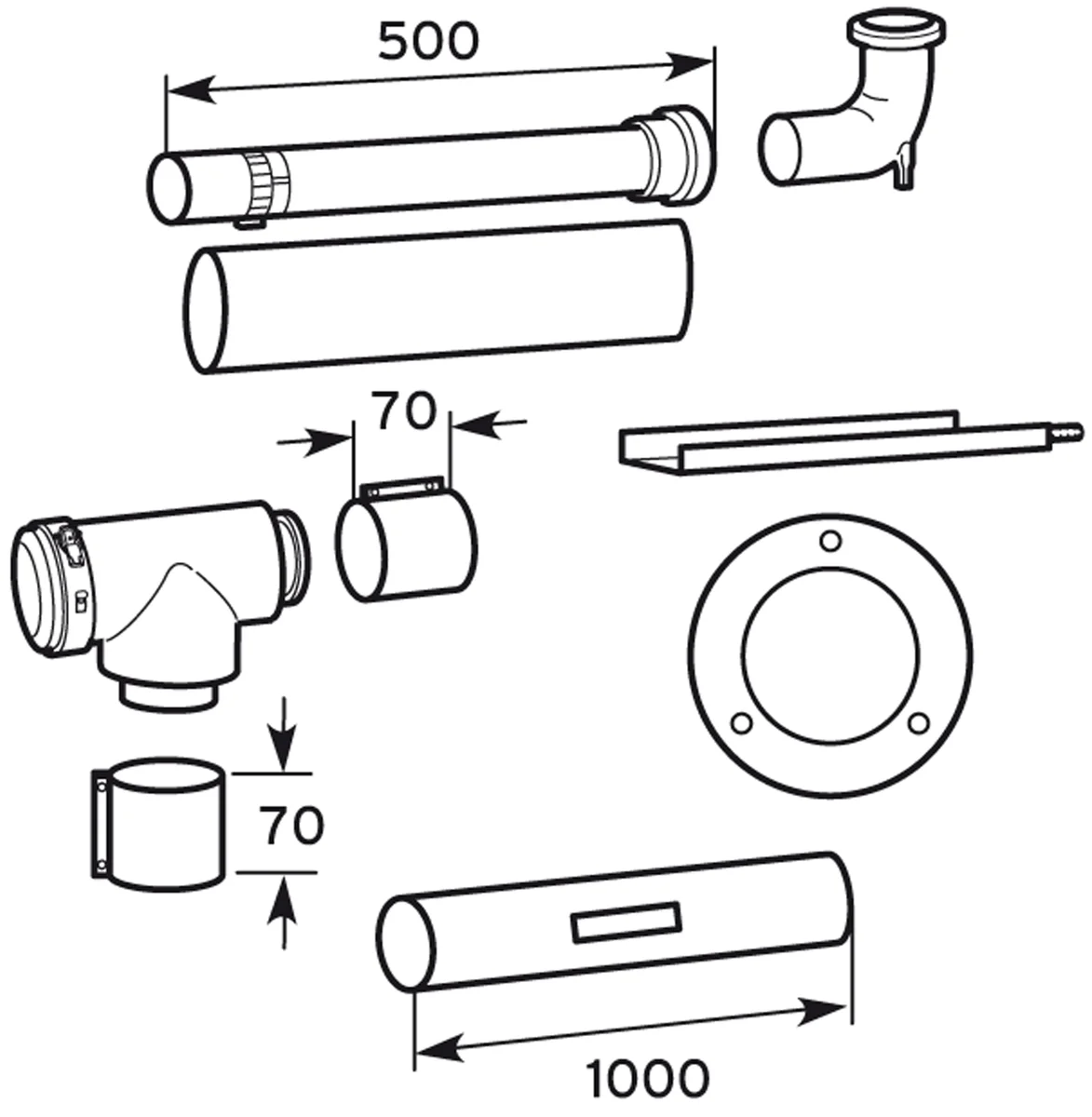 Vaillant Concentrische rookgasbuis Vaillant ECOmax 80/125mm 500mm wit 303250