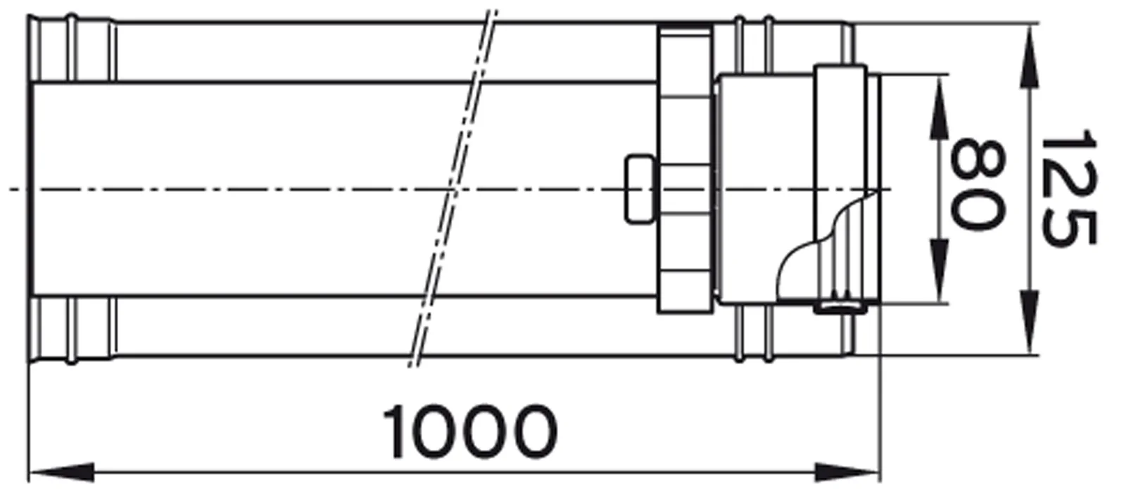 Vaillant Concentrische rookgasbuis Vaillant kunststof/inox 80/125mm 1000mm 0020042754
