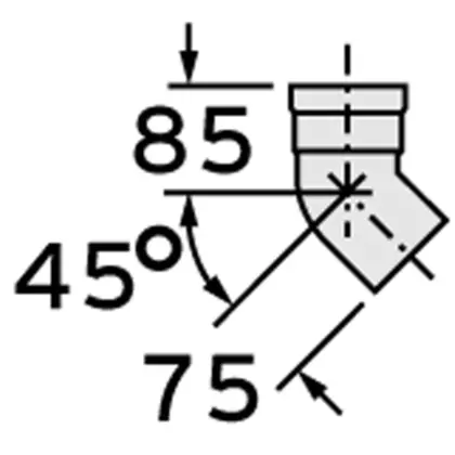 Vaillant Enkelwandige rookgasbocht Vaillant 45° 80mm/80mm kunststof met lipring 303259