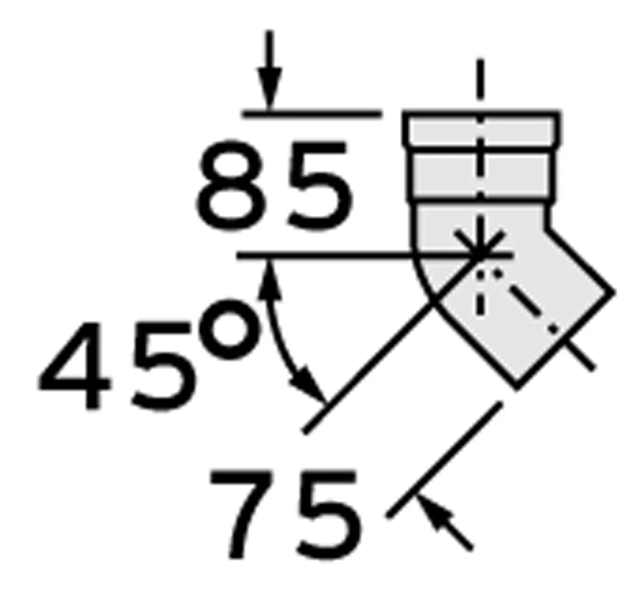 Vaillant Enkelwandige rookgasbocht Vaillant 45° 80mm/80mm kunststof met lipring 303259