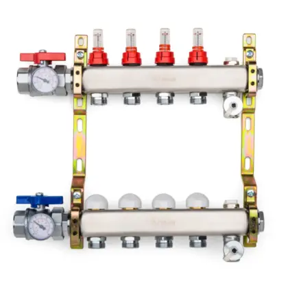 Vasco Collector voor verwarmings-/koelsysteem inox Vasco 1" + 4met ontluchting