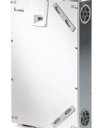 Vasco WTW-unit Vasco Compact D150 150m3/h D=125mm 2 linkse en 2 rechtse aansluitingen 11VE00048