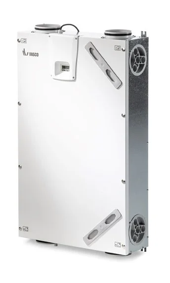Vasco WTW-unit Vasco Compact D150 150m3/h D=125mm 2 linkse en 2 rechtse aansluitingen 11VE00048