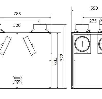 Vent-Axia WTW-unit Vent-Axia Sentinel Kinetic KIN PLUS-BH-R 432m3/h D=180mm 4 bovenaansluitingen 1004000011