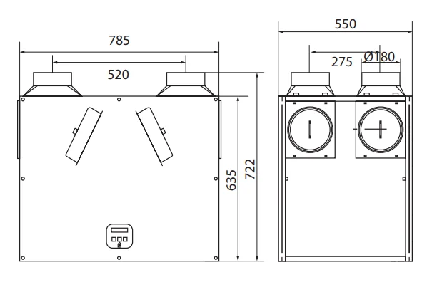 Vent-Axia WTW-unit Vent-Axia Sentinel Kinetic KIN PLUS-BH-R 432m3/h D=180mm 4 bovenaansluitingen 1004000011