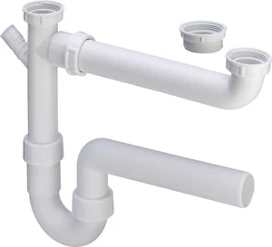 Viega 108496 Viega Universal PP dubbele buissifon met WMA 6/4 x 40 mm - wit - afvoer horizontaal