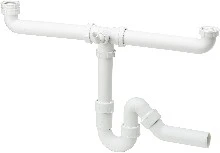 Viega 124205 Viega PP dubbele buissifon met WMA 6/4 x 40 mm - wit - afvoer centrisch