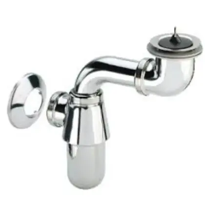Viega 148355 Viega Universal chroom bekersifon met afvoerplug 5/4 x 32 mm - plaatsbesparend - zonder muurbuis - chroom