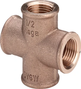 Viega 320621 Viega brons kruis T-stuk 90° FFFF 3/4 x 3/4 x 3/4 x 3/4