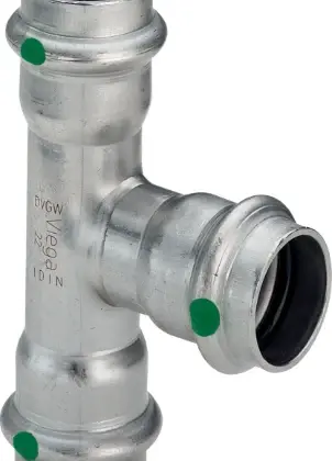 Viega 435974 Viega Sanpress Inox verloop T-stuk FFF 28 x 22 x 28 mm