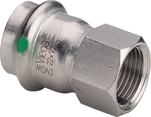Viega Sanpress Inox puntstuk FF 18 x 1/2 F 436599