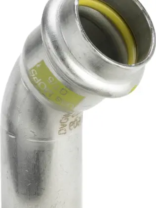 Viega 486228 Viega Sanpress Gas inox inschuif bocht 45° MF 28 x 28 mm