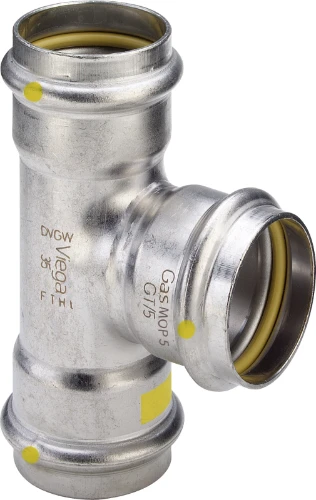 Viega Sanpress Gas inox T-stuk FFF 28 x 28 x 28 mm 486518