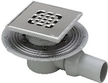 Viega Advantix klokput - horizontaal - met klemflens - met opzetstuk 150 x 150 - inox rooster - waterslot 30 mm 557157