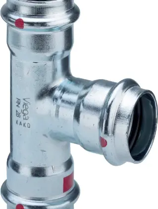 Viega 558789 Viega Prestabo staal verzinkt verloop T-stuk FFF 42 x 22 x 42 mm