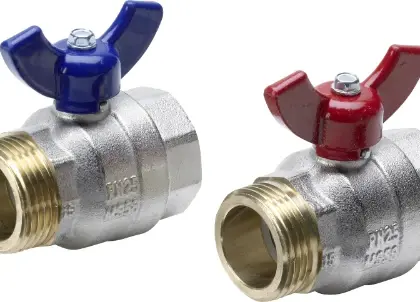 Viega 606268 Viega Fonterra bolkraanset MF 4/4 x 4/4 - blauw/rood - prijs per set van 2 stuks