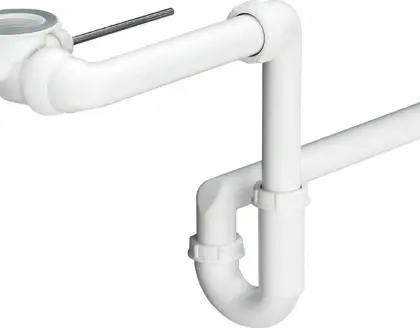 Viega 641696 Viega Universal PP enkele buissifon plaatstbesparend met excenterfunctie 5/4 x 32 mm - wit kunststof