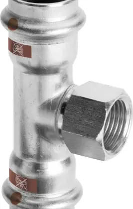 Viega 809096 Viega Temponox verloop T-stuk met binnendraad 90° FFF 35 x 3/4 F x 35 mm - niet geschikt voor drinkwater