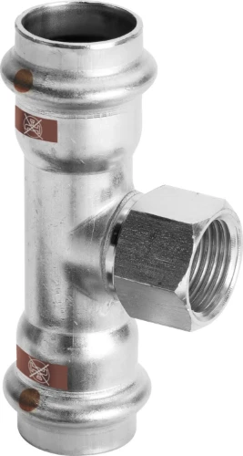 Viega Temponox verloop T-stuk met binnendraad 90° FFF 42 x 3/4 F x 42 mm - niet geschikt voor drinkwater 809119