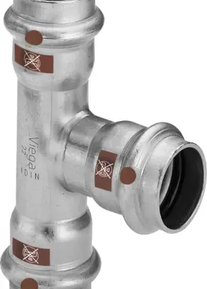 Viega 810160 Viega Temponox inox T-stuk 90° FFF 35 x 35 x 35 mm - niet geschikt voor drinkwater
