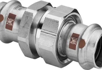 Viega 810597 Viega Temponox inox 3-delige koppeling vlakdichtend FF 42 x 42 mm - niet geschikt voor drinkwater